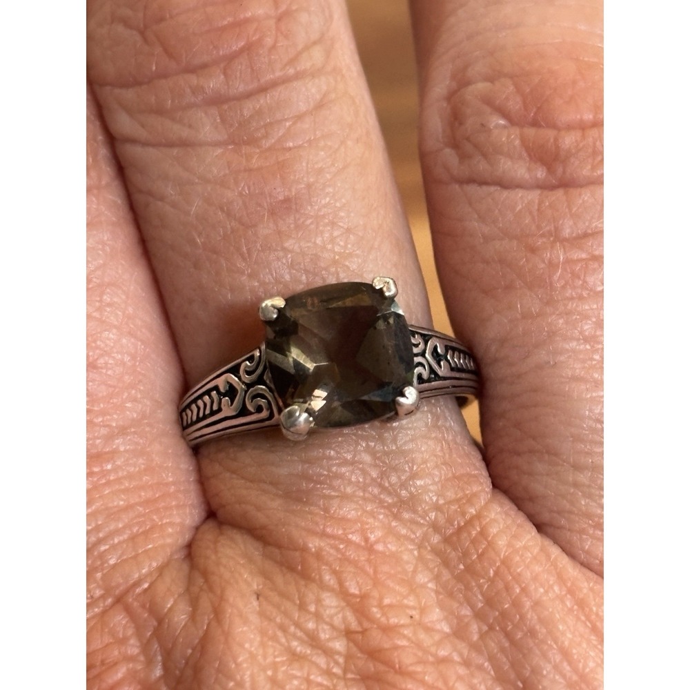 Sterling Silver 925 SMOKY QUARTZ Vintage Setting Ring Size 11.25 - Picture 8 of 9